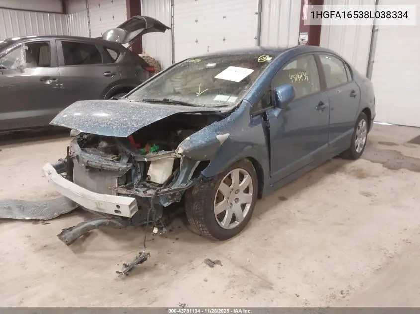 1HGFA16538L038334 2008 Honda Civic Lx