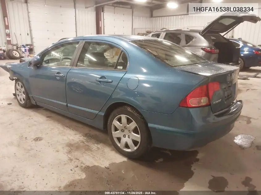 1HGFA16538L038334 2008 Honda Civic Lx