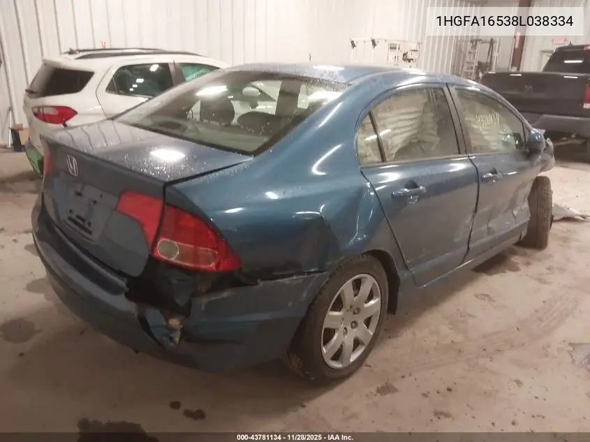 1HGFA16538L038334 2008 Honda Civic Lx