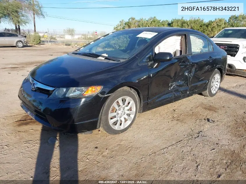 2HGFA16578H343221 2008 Honda Civic Lx