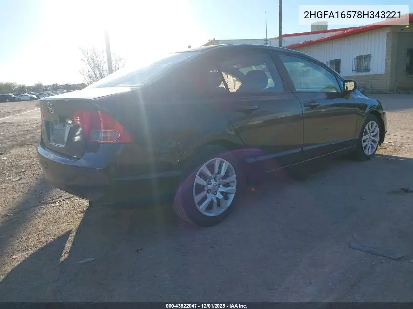2HGFA16578H343221 2008 Honda Civic Lx