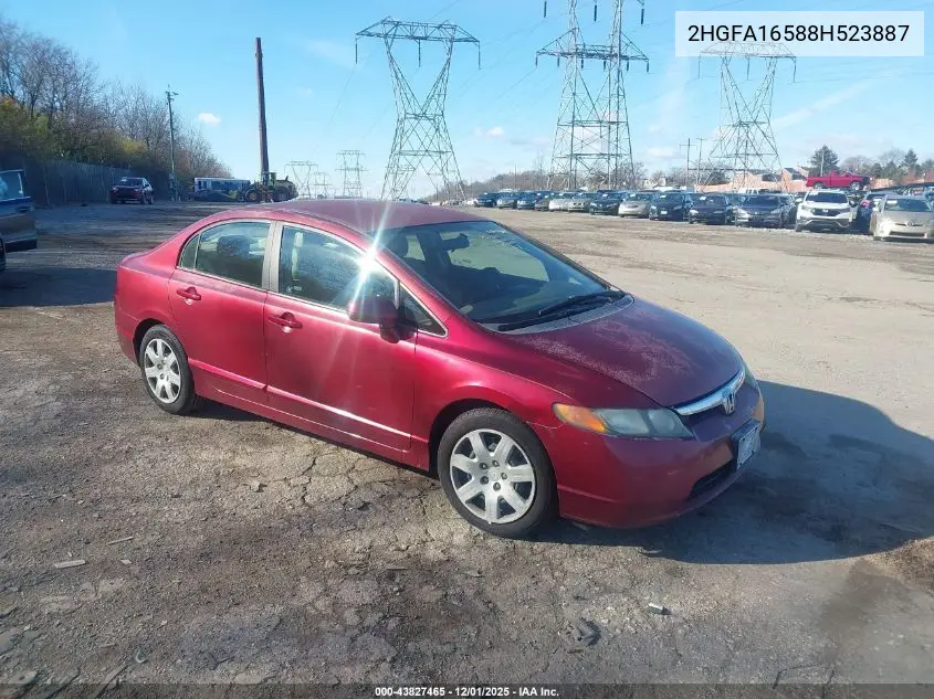 2HGFA16588H523887 2008 Honda Civic Lx