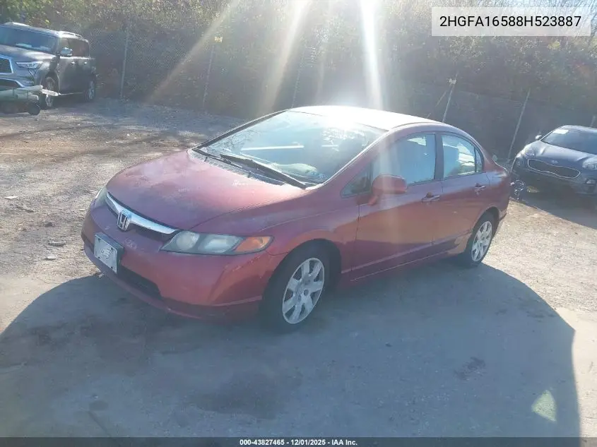 2HGFA16588H523887 2008 Honda Civic Lx