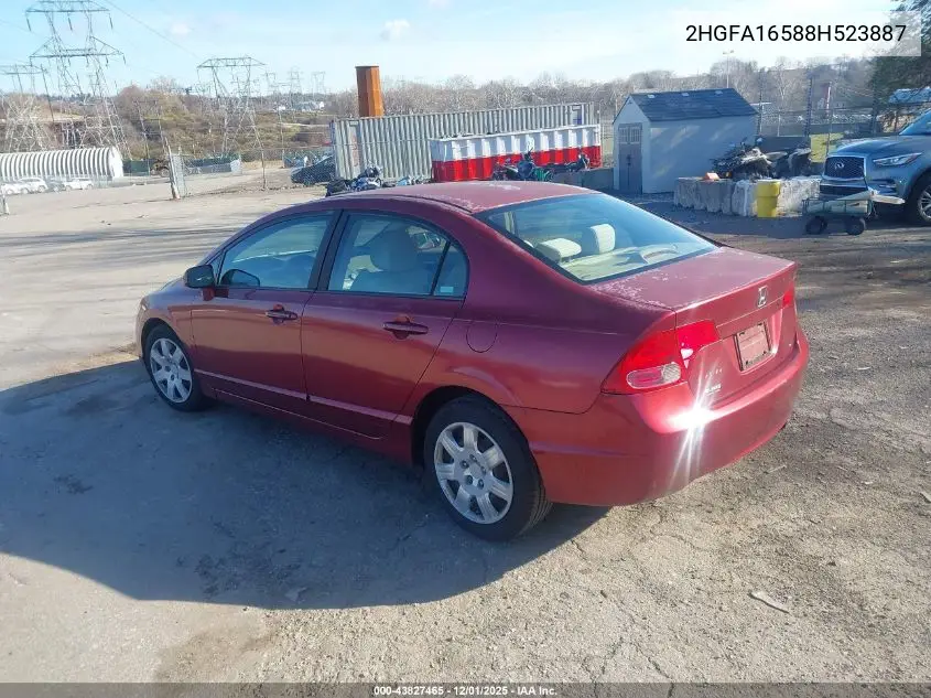 2HGFA16588H523887 2008 Honda Civic Lx