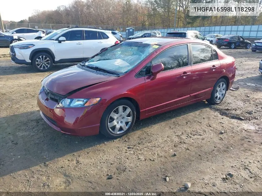 1HGFA16598L118298 2008 Honda Civic Lx