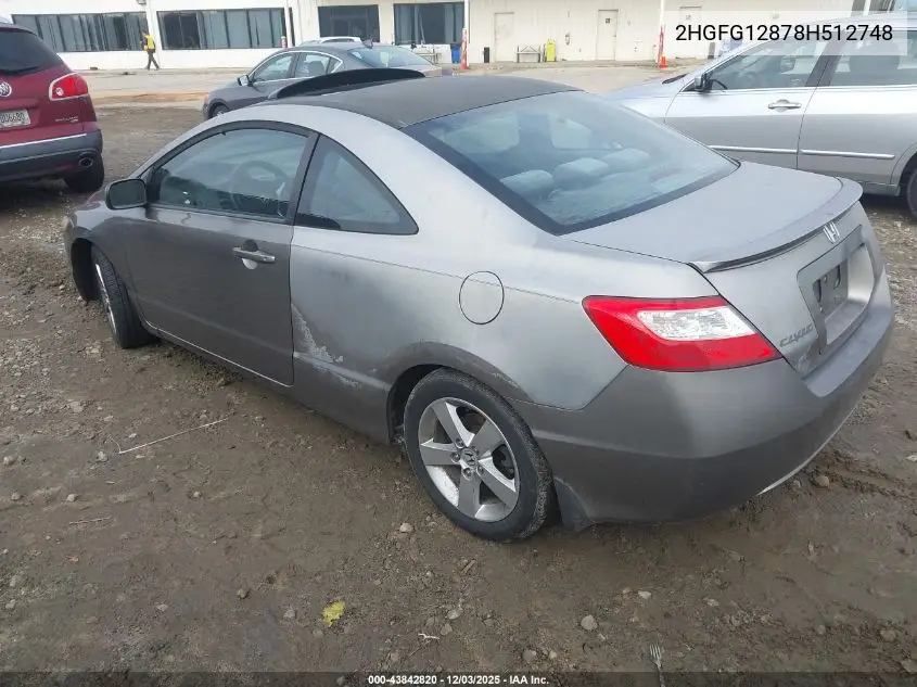 2HGFG12878H512748 2008 Honda Civic Ex