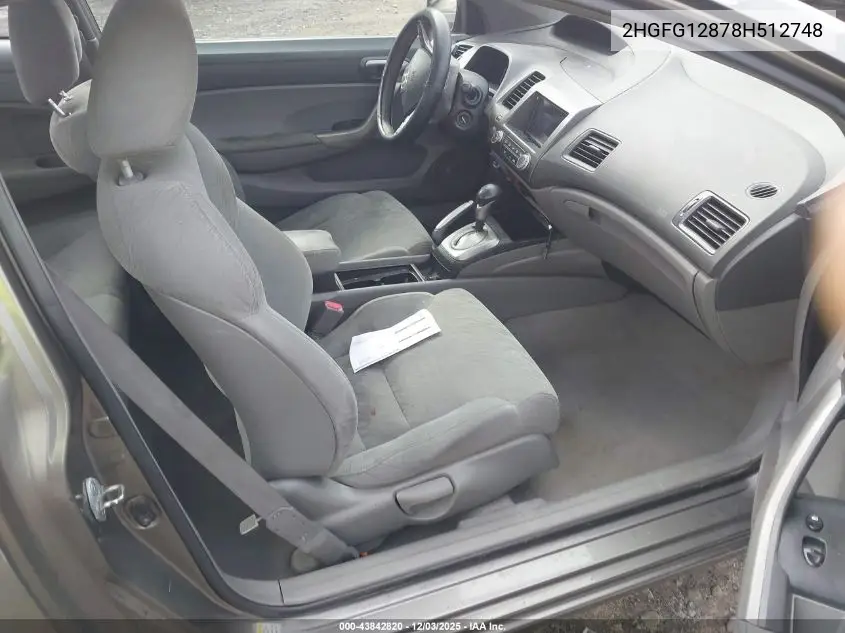 2HGFG12878H512748 2008 Honda Civic Ex