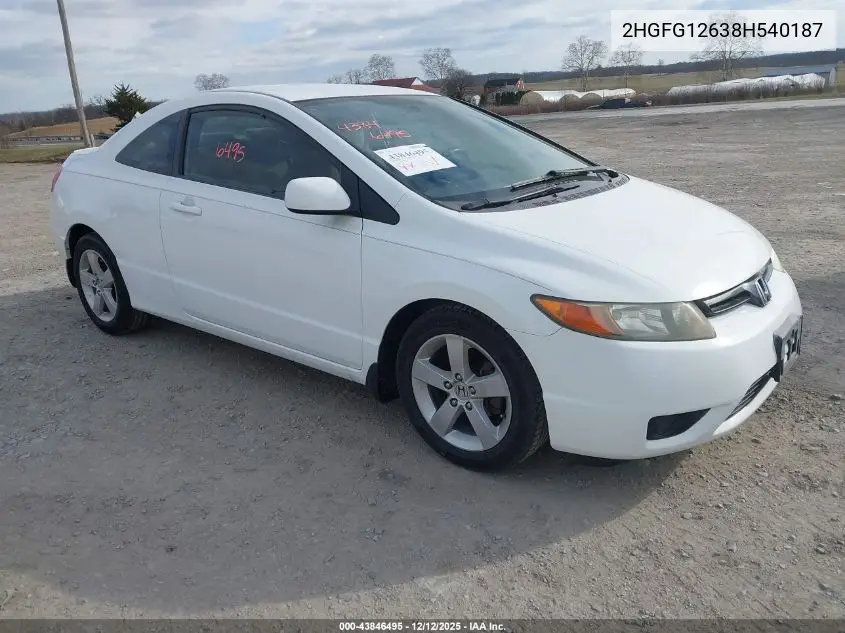 2HGFG12638H540187 2008 Honda Civic Lx