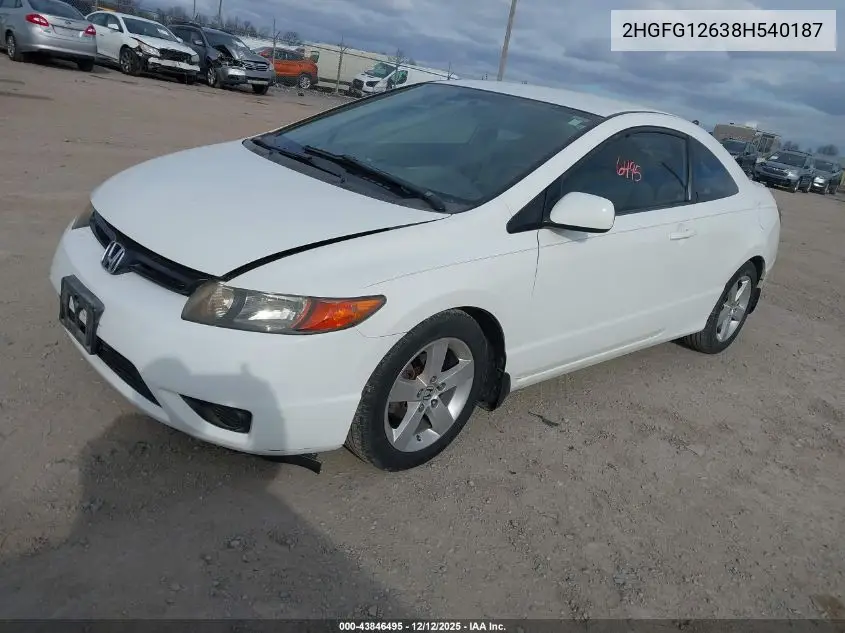 2HGFG12638H540187 2008 Honda Civic Lx