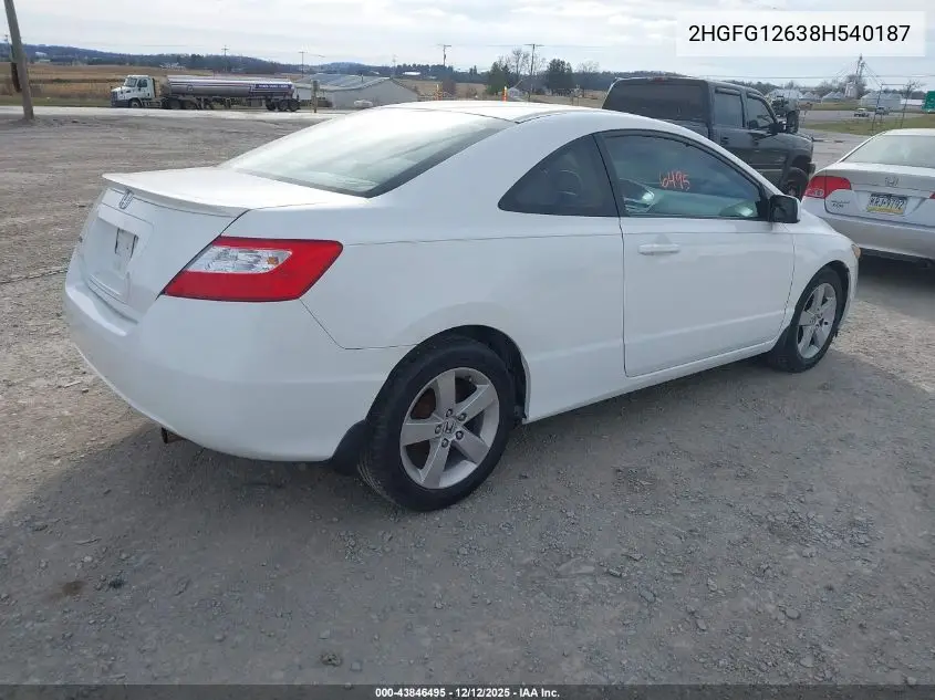 2HGFG12638H540187 2008 Honda Civic Lx