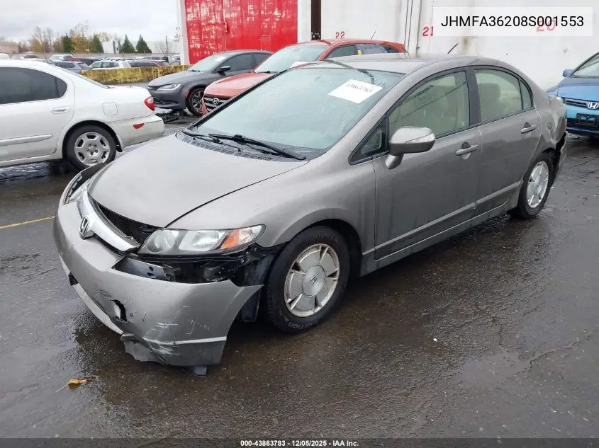 JHMFA36208S001553 2008 Honda Civic Hybrid