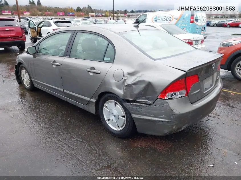 JHMFA36208S001553 2008 Honda Civic Hybrid