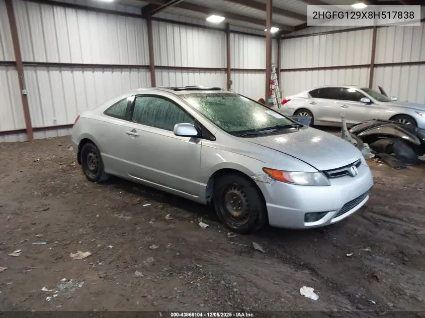 2HGFG129X8H517838 2008 Honda Civic Ex-L