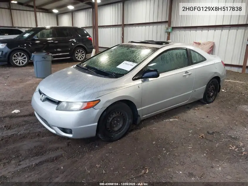 2HGFG129X8H517838 2008 Honda Civic Ex-L