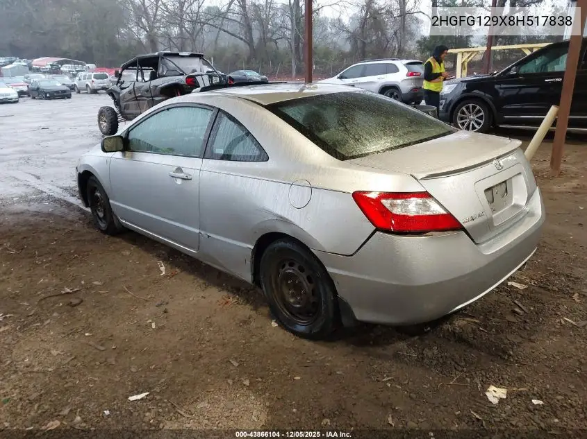 2HGFG129X8H517838 2008 Honda Civic Ex-L