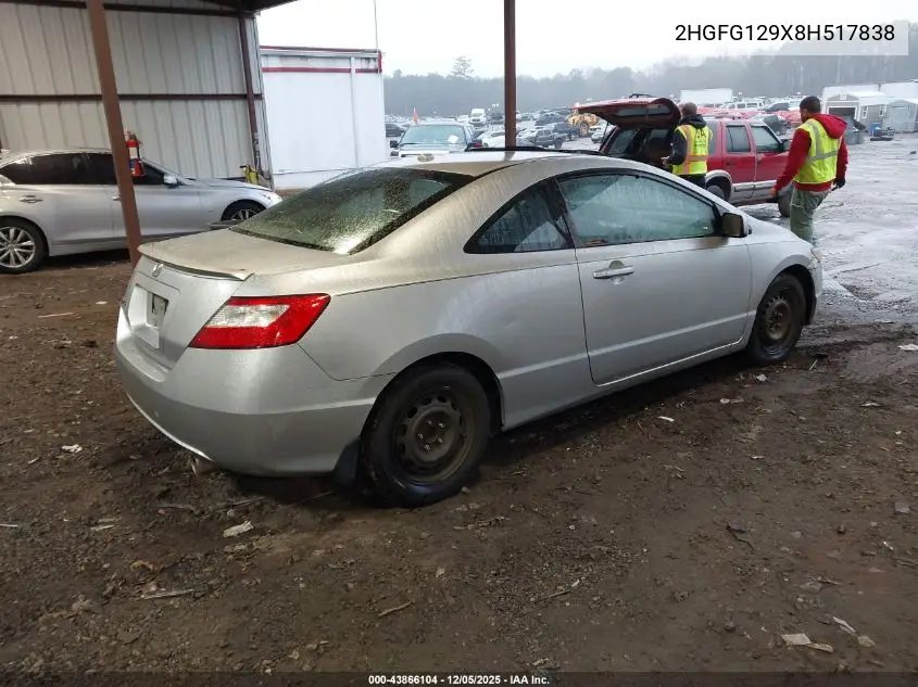2HGFG129X8H517838 2008 Honda Civic Ex-L