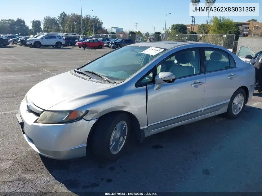 JHMFA362X8S031353 2008 Honda Civic Hybrid