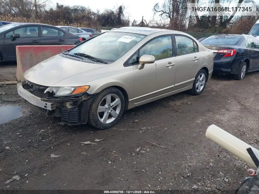 1HGFA16868L117345 2008 Honda Civic Ex