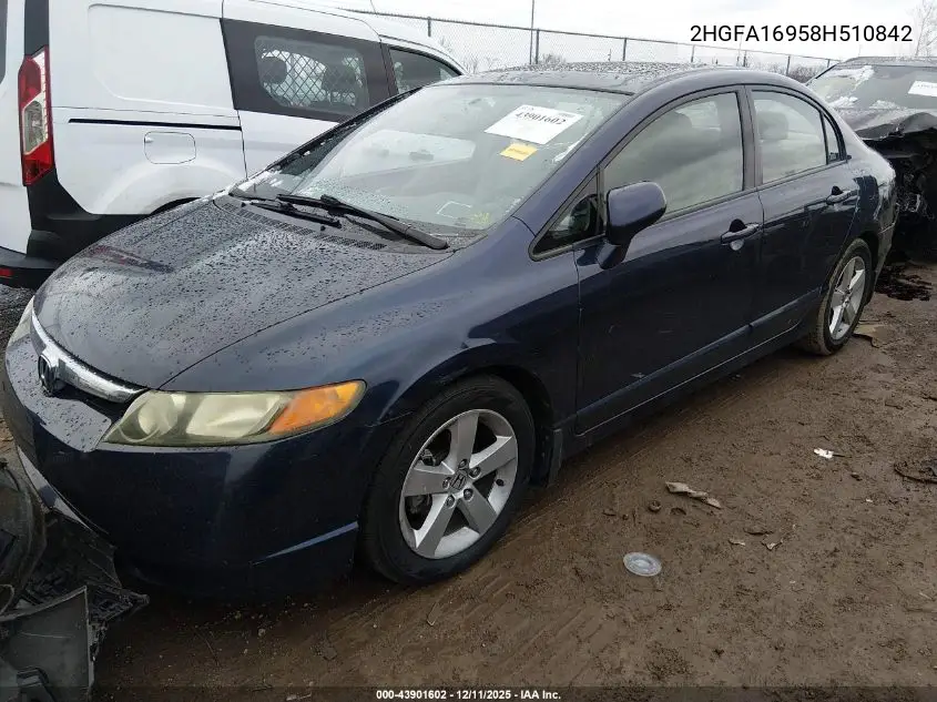 2HGFA16958H510842 2008 Honda Civic Ex-L