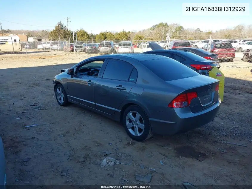 2HGFA16838H312929 2008 Honda Civic Ex
