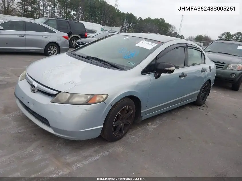 JHMFA36248S005251 2008 Honda Civic Hybrid