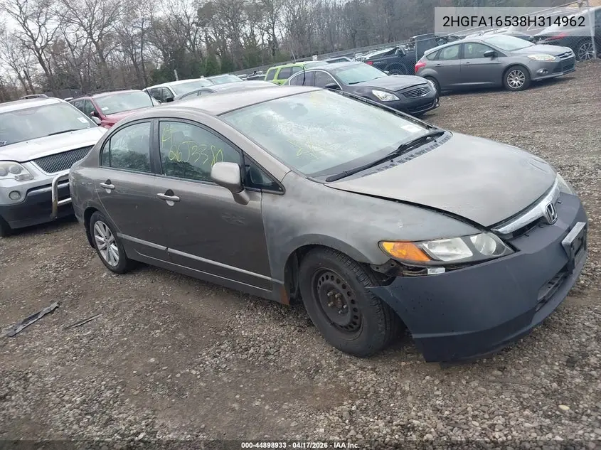 2HGFA16538H314962 2008 Honda Civic Lx