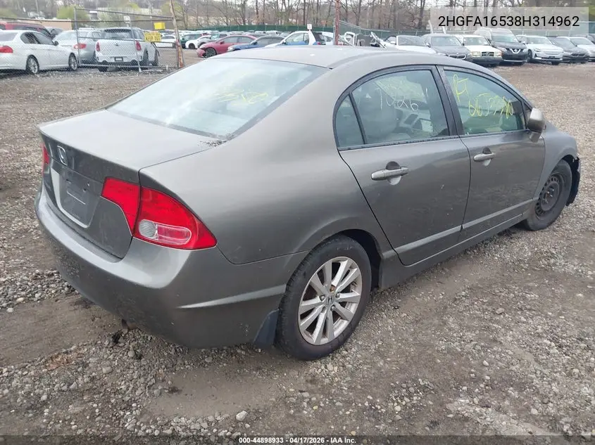 2HGFA16538H314962 2008 Honda Civic Lx