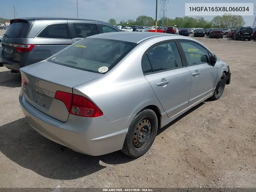 1HGFA165X8L066034 2008 Honda Civic Lx