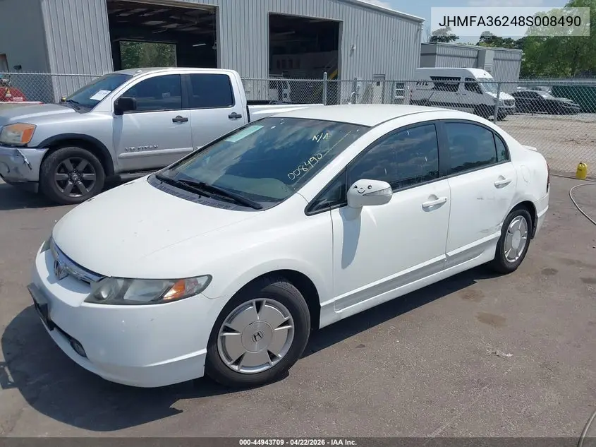 JHMFA36248S008490 2008 Honda Civic Hybrid
