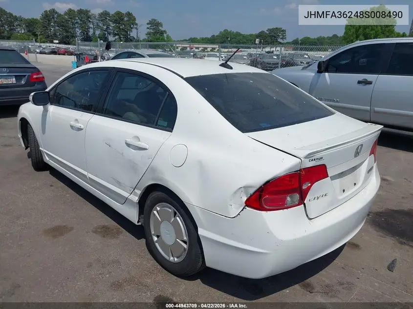 JHMFA36248S008490 2008 Honda Civic Hybrid