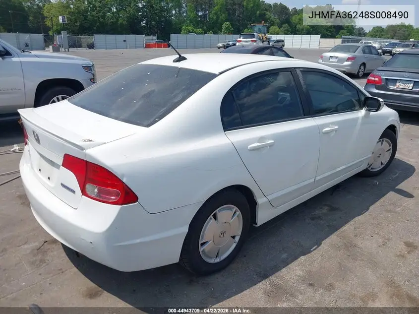 JHMFA36248S008490 2008 Honda Civic Hybrid