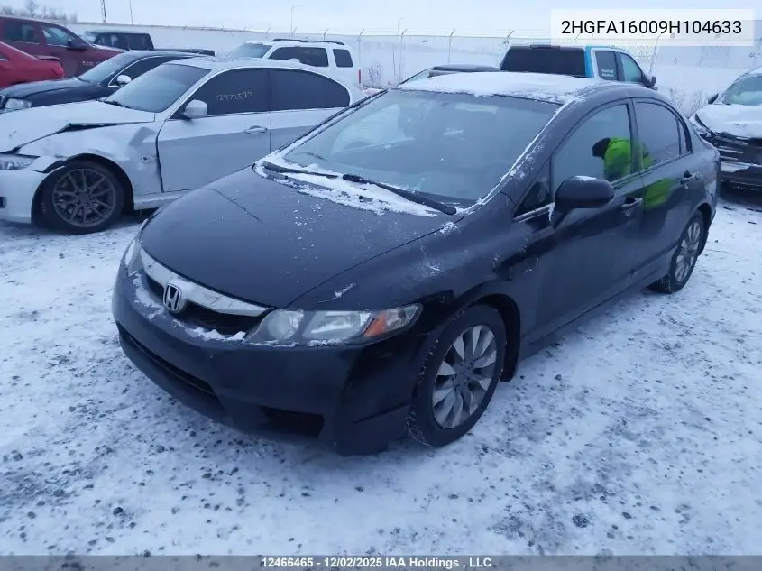 2HGFA16009H104633 2009 Honda Civic Exl