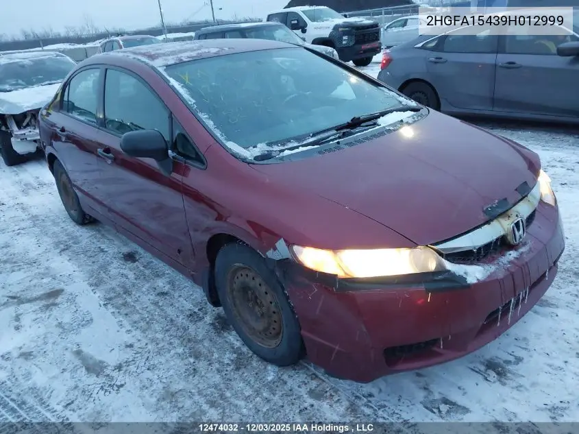 2HGFA15439H012999 2009 Honda Civic Dx-G
