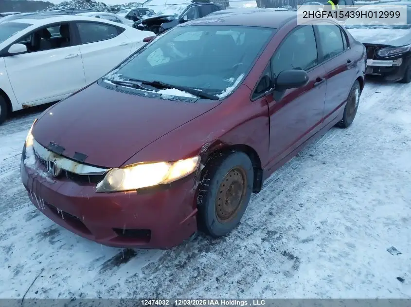 2HGFA15439H012999 2009 Honda Civic Dx-G