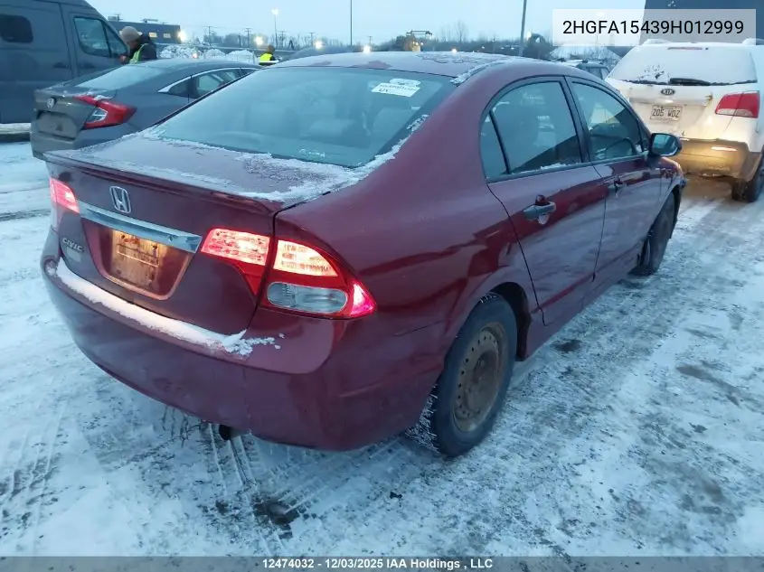 2HGFA15439H012999 2009 Honda Civic Dx-G