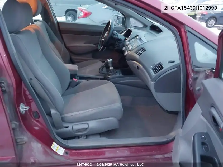 2HGFA15439H012999 2009 Honda Civic Dx-G