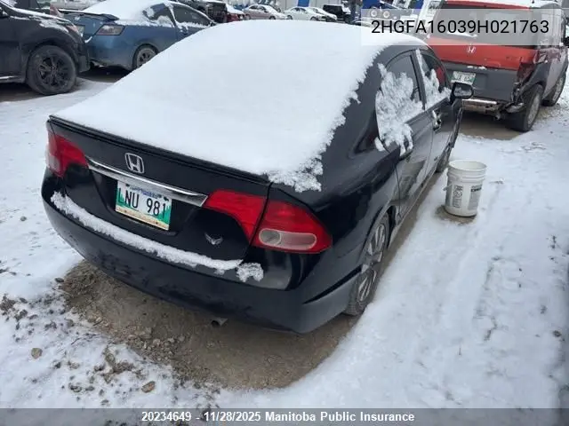 2HGFA16039H021763 2009 Honda Civic Ex-L