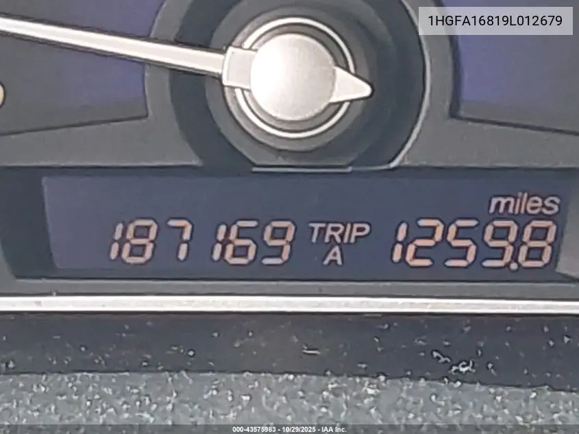 1HGFA16819L012679 2009 Honda Civic Ex