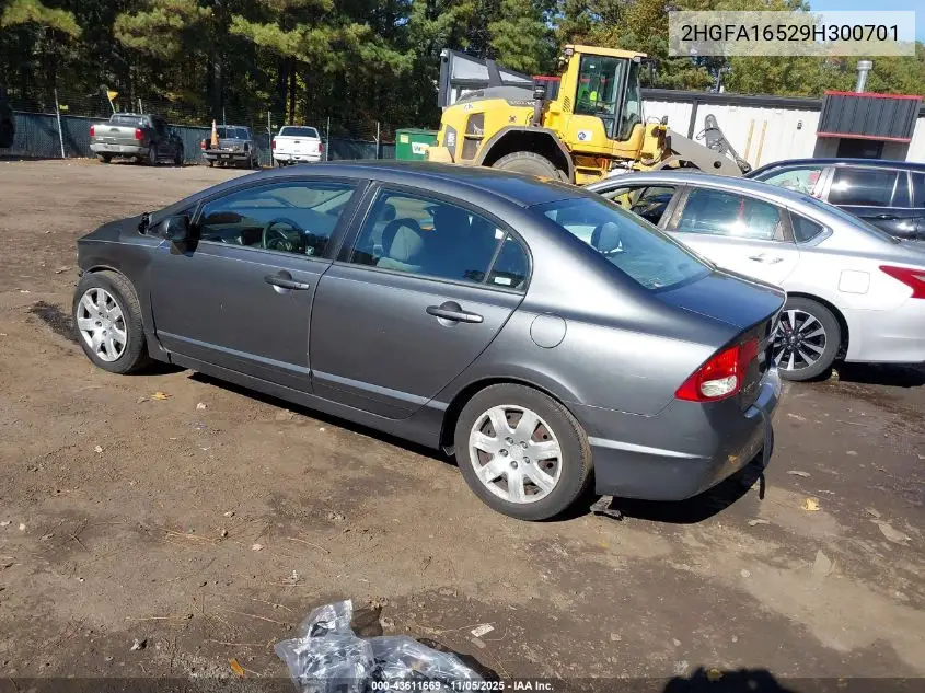2HGFA16529H300701 2009 Honda Civic Lx