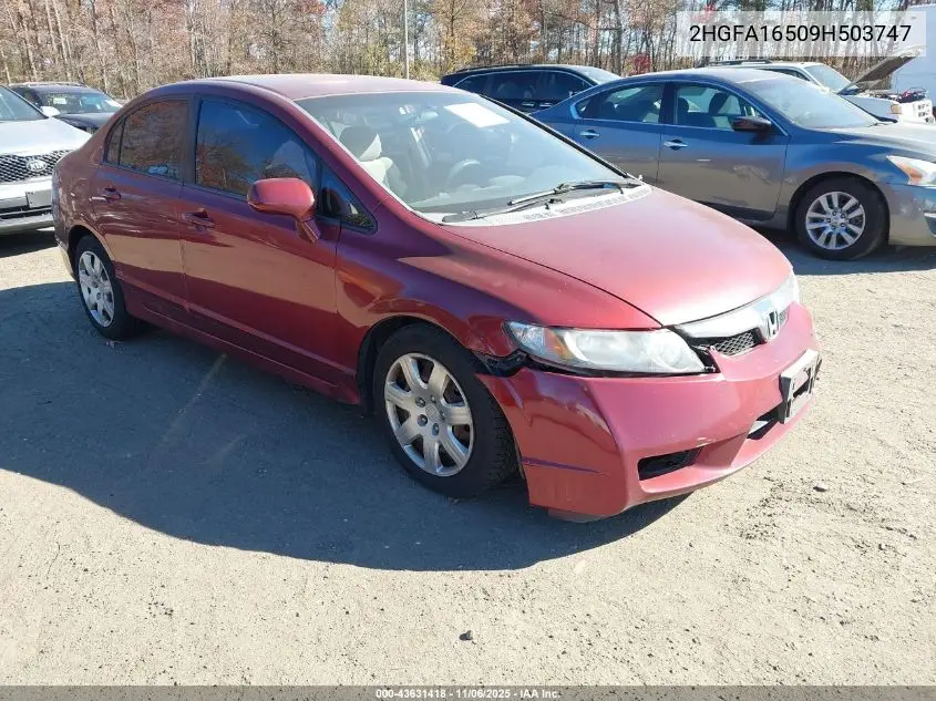 2HGFA16509H503747 2009 Honda Civic Lx