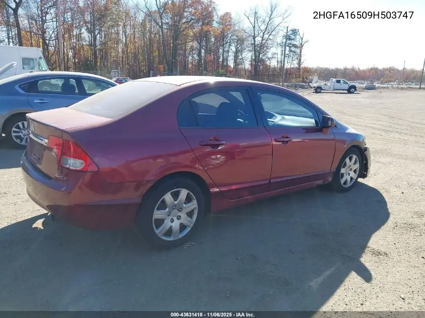 2HGFA16509H503747 2009 Honda Civic Lx