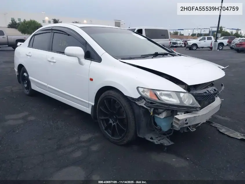 2HGFA55539H704759 2009 Honda Civic Si