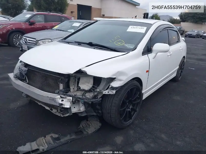 2HGFA55539H704759 2009 Honda Civic Si