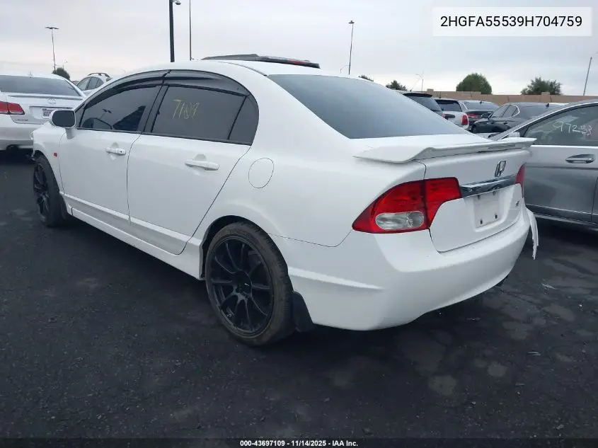 2HGFA55539H704759 2009 Honda Civic Si