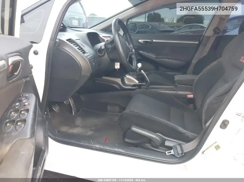 2HGFA55539H704759 2009 Honda Civic Si