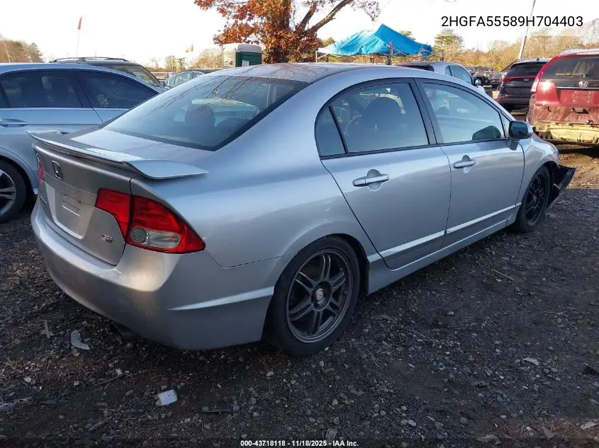 2HGFA55589H704403 2009 Honda Civic Si