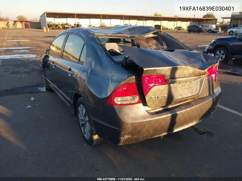 19XFA16839E030401 2009 Honda Civic Ex