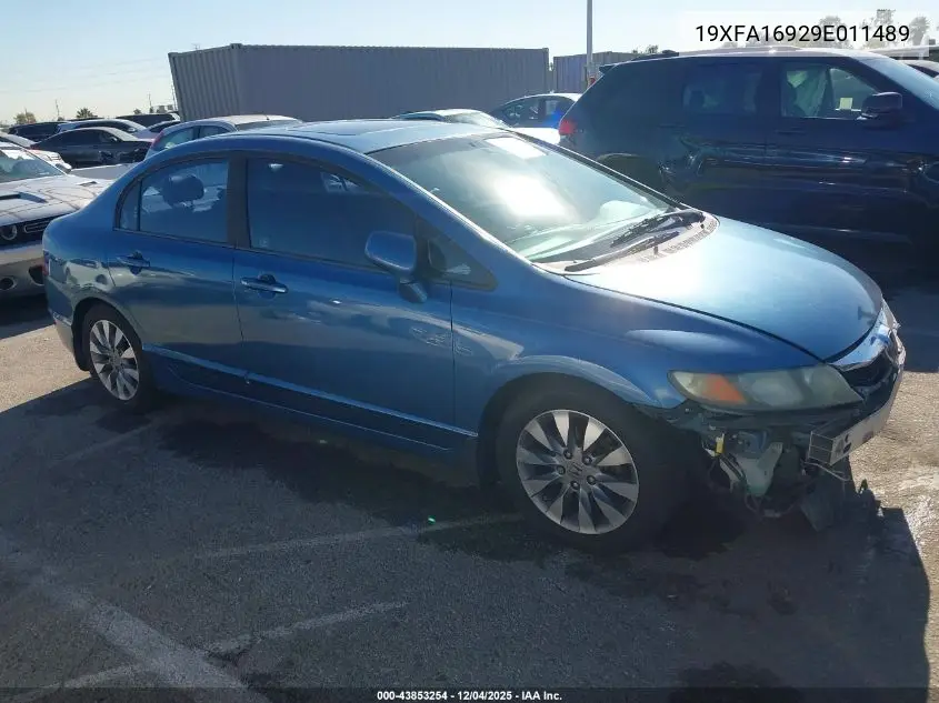 19XFA16929E011489 2009 Honda Civic Ex-L