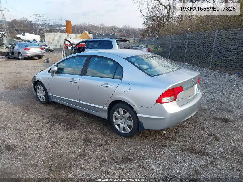 19XFA16589E017326 2009 Honda Civic Lx