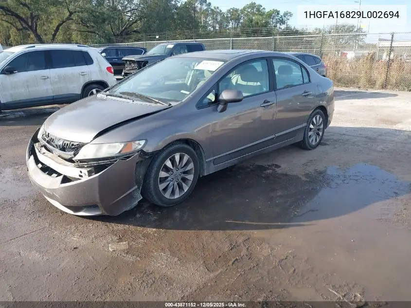 1HGFA16829L002694 2009 Honda Civic Ex